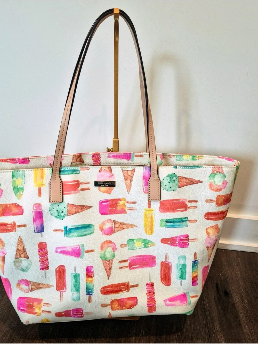 kate spade Ice Cream Print Tote Bag in White Multi size large
